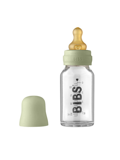 New BIBS glass feeding bottle 110ML (sage) 0+ months