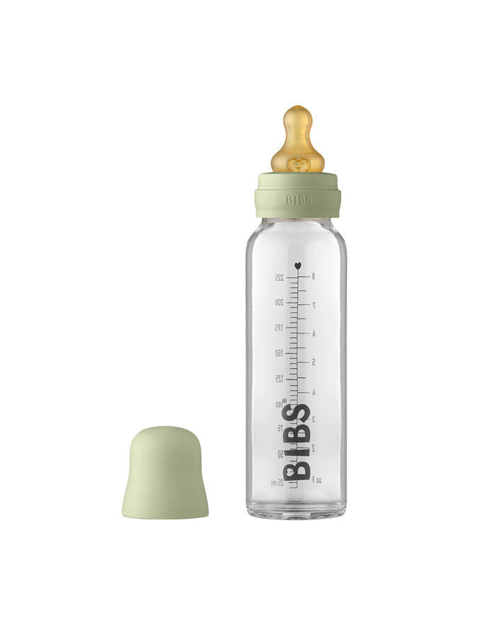 New BIBS glass feeding bottle 225ML (sage) 0+ months